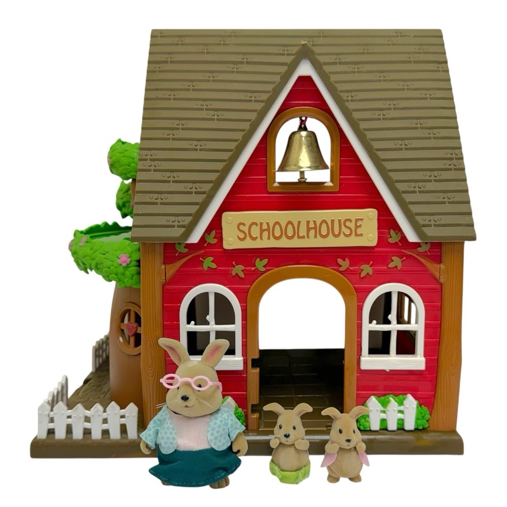 Li'l Woodzeez Woodland Schoolhouse Play Set Dollhouse w/ 3 Figures READ*